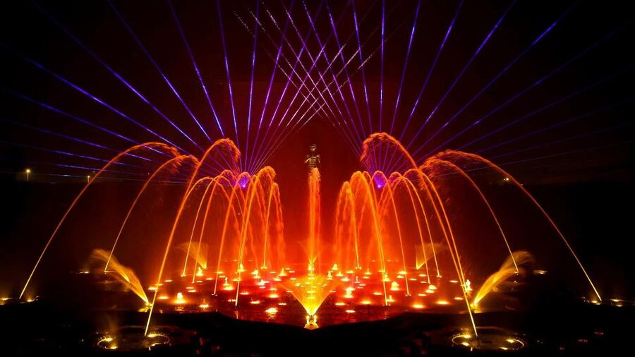 New Delhi: Akshardham Temple Tour with Water and Light Show - The Sahaj Anand Water Show: lasers, water jets, and a story from the Kena Upanishad