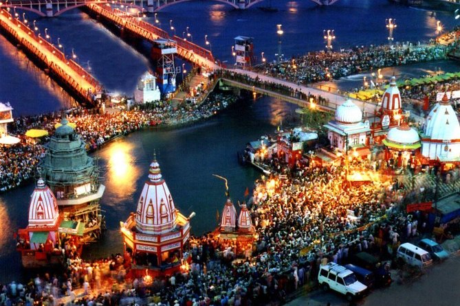 Private Day Trip to Haridwar and Rishikesh from Delhi - Ganga Aarti in Haridwar at Sunset, Lamps in Clockwise Order